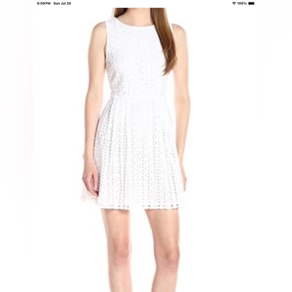 CeCe  By Cynthia Steffe White Sleeveless Eyelet Dress